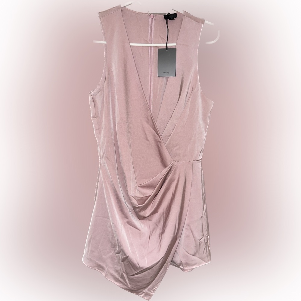 Blush pink satin romper/dress from NBD REVOLVE